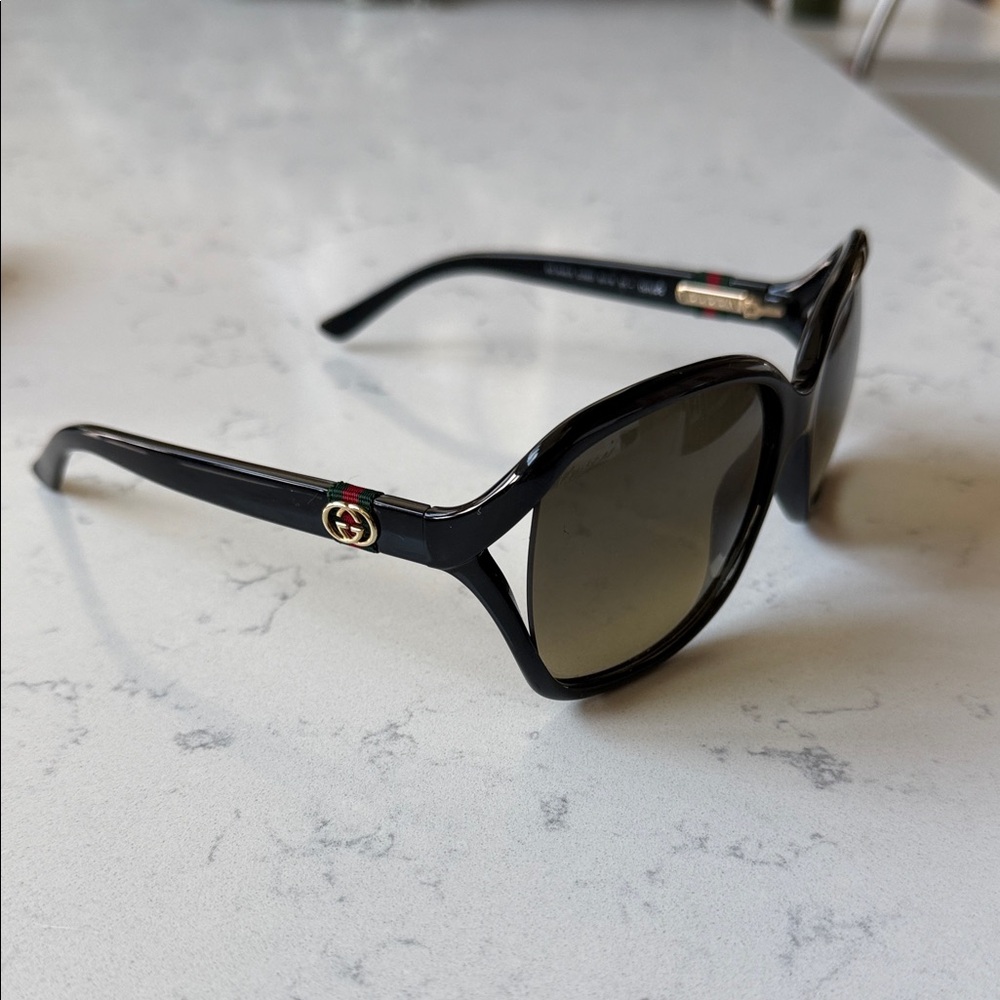 Gucci Black and Gold Sunglasses